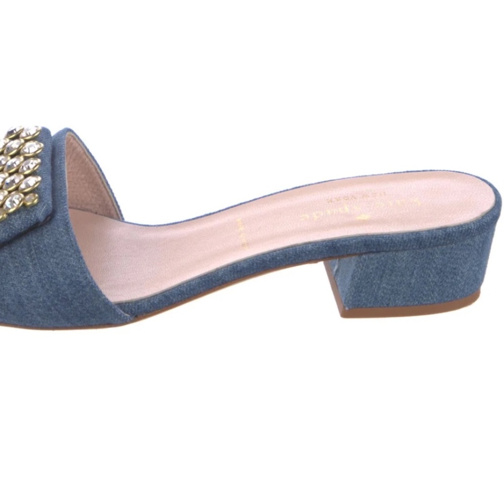 Kate Spade New York Mazie Denim Italian Leather Slide Sandals Womens Sz 6.5 NEW - Picture 7 of 10